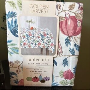 5/$30 Golden Harvest Floral Pomegranate Cotton Tablecloth - 60" x 102"NWT